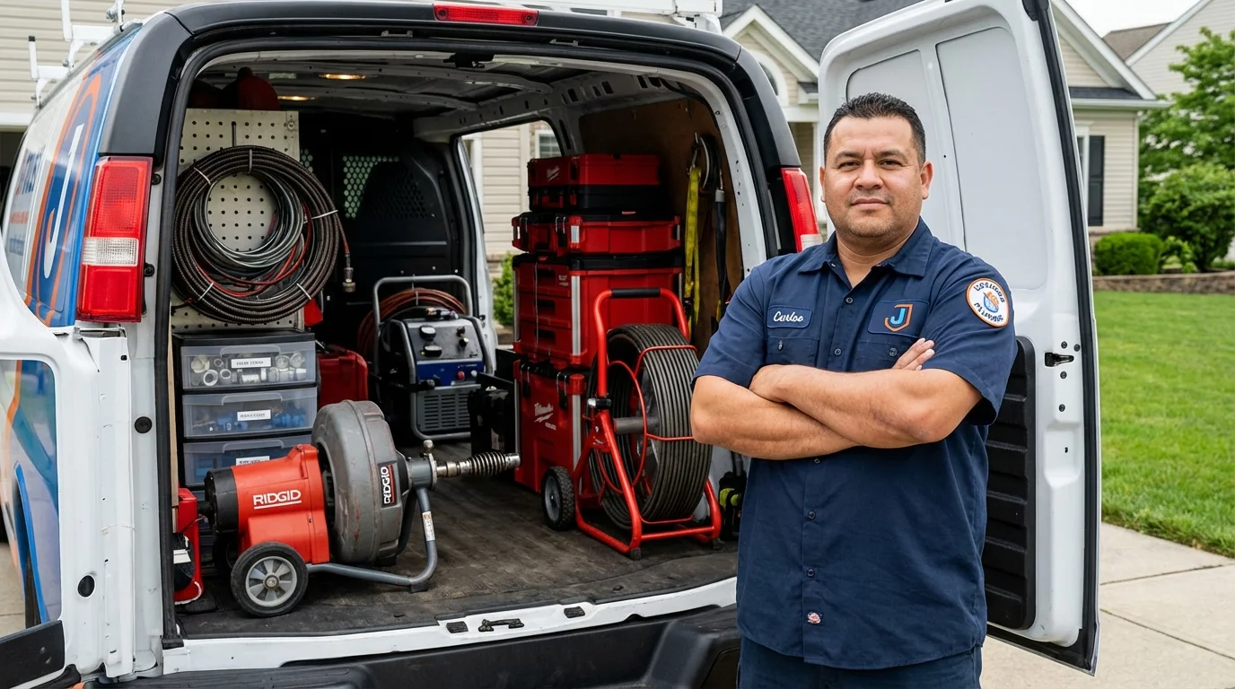 Professional drain cleaning equipment and Johns Plumbing LLC plumber in Nappanee