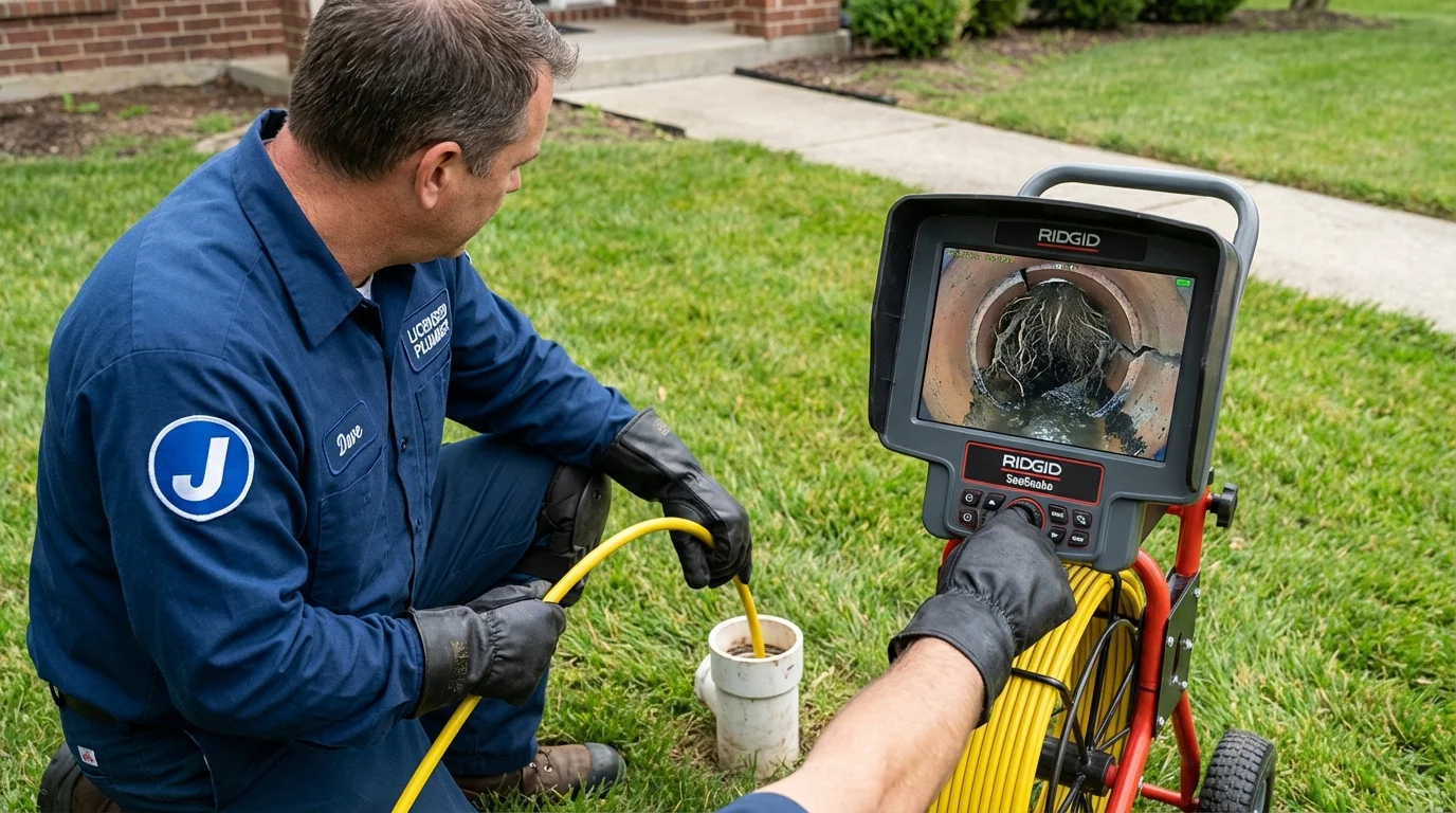 Sewer camera inspection being performed by Johns Plumbing LLC in Nappanee